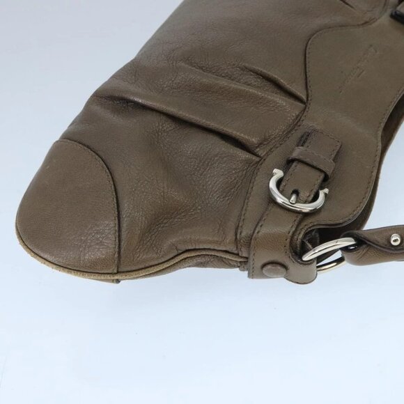 Salvatore Ferragamo Gancini Shoulder Bag Leather Brown Silver Auth bs19987 - Picture 6 of 16